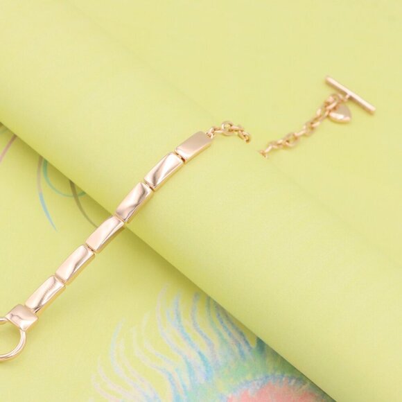 "Elegant Rose Gold Bracelet with Heart Charm & Toggle Clasp, XPBL0905 - Picture 6 of 13